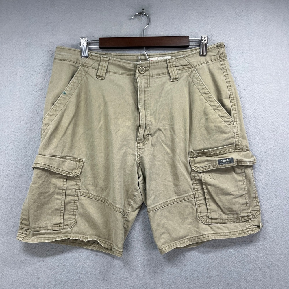 Wrangler Cargo Shorts Mens 34 Tan Relaxed Fit Paratrooper Work Utility Gorpcore